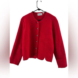 Vintage red wool button up jacket